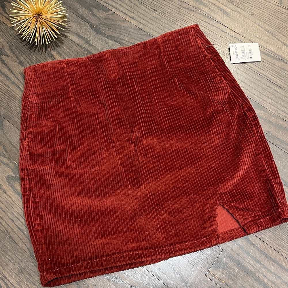 Nordstrom BP NWT Red Corduroy Mini Skirt Womens Large